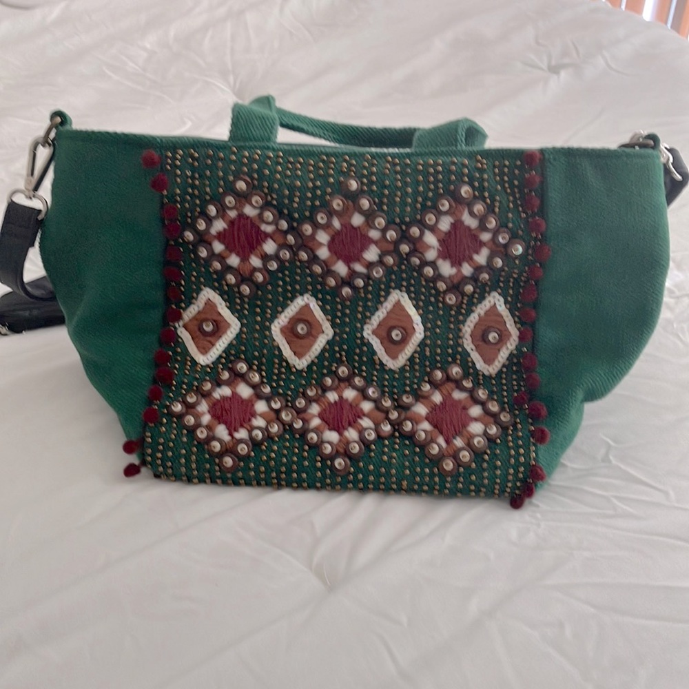 Y2k AMERICA & BEYOND GREEN MINI TOTE CROSSBODY EMBELLISHED